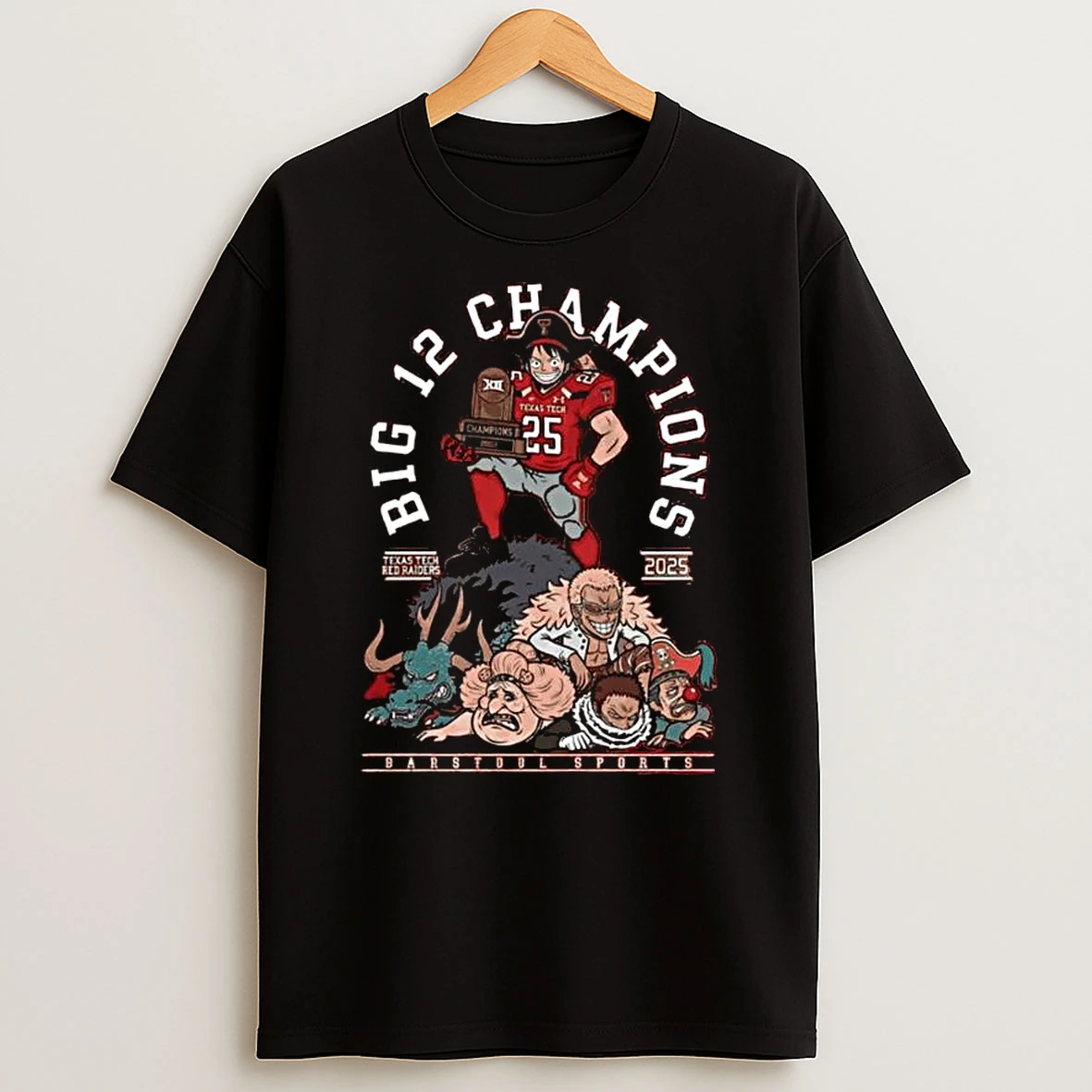 Texas Tech Red Raiders Big 12 Championship 2025 First Ever Conference Champions Luffy Raider Red One Piece Anime T Shirt
