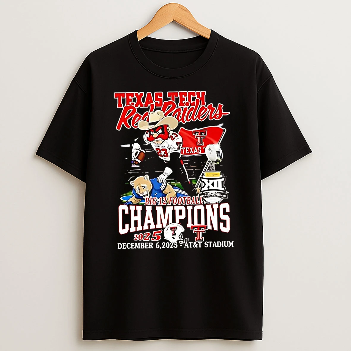 Texas Tech Red Raiders Big 12 Football Champions Trophy 2025 T Shirt