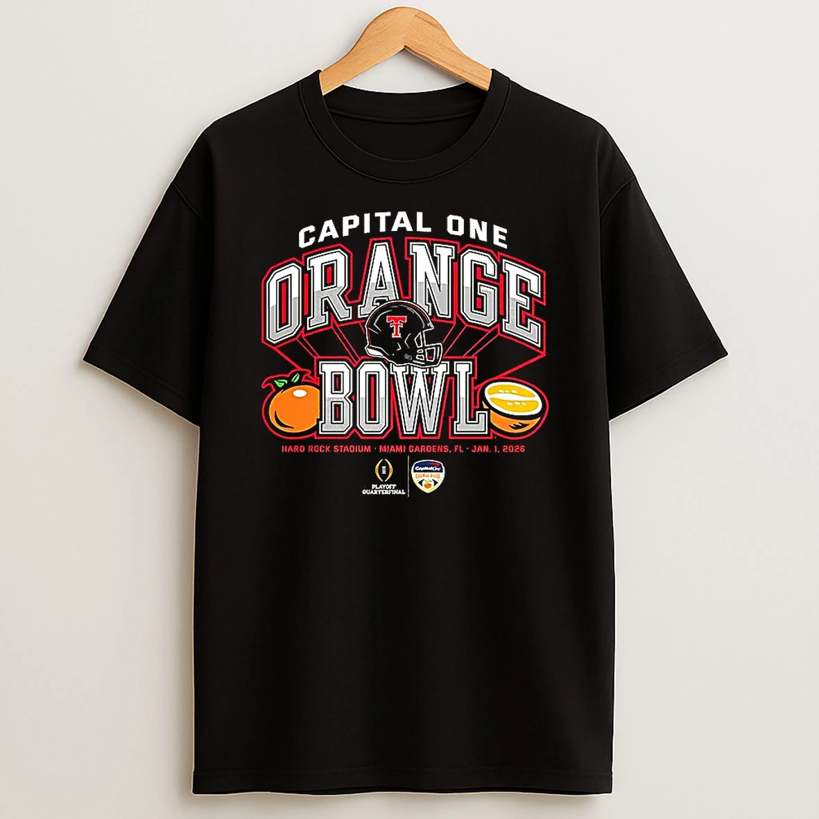 Texas Tech Red Raiders Cfp Capital One Orange Bowl 2025 Helmet T Shirt