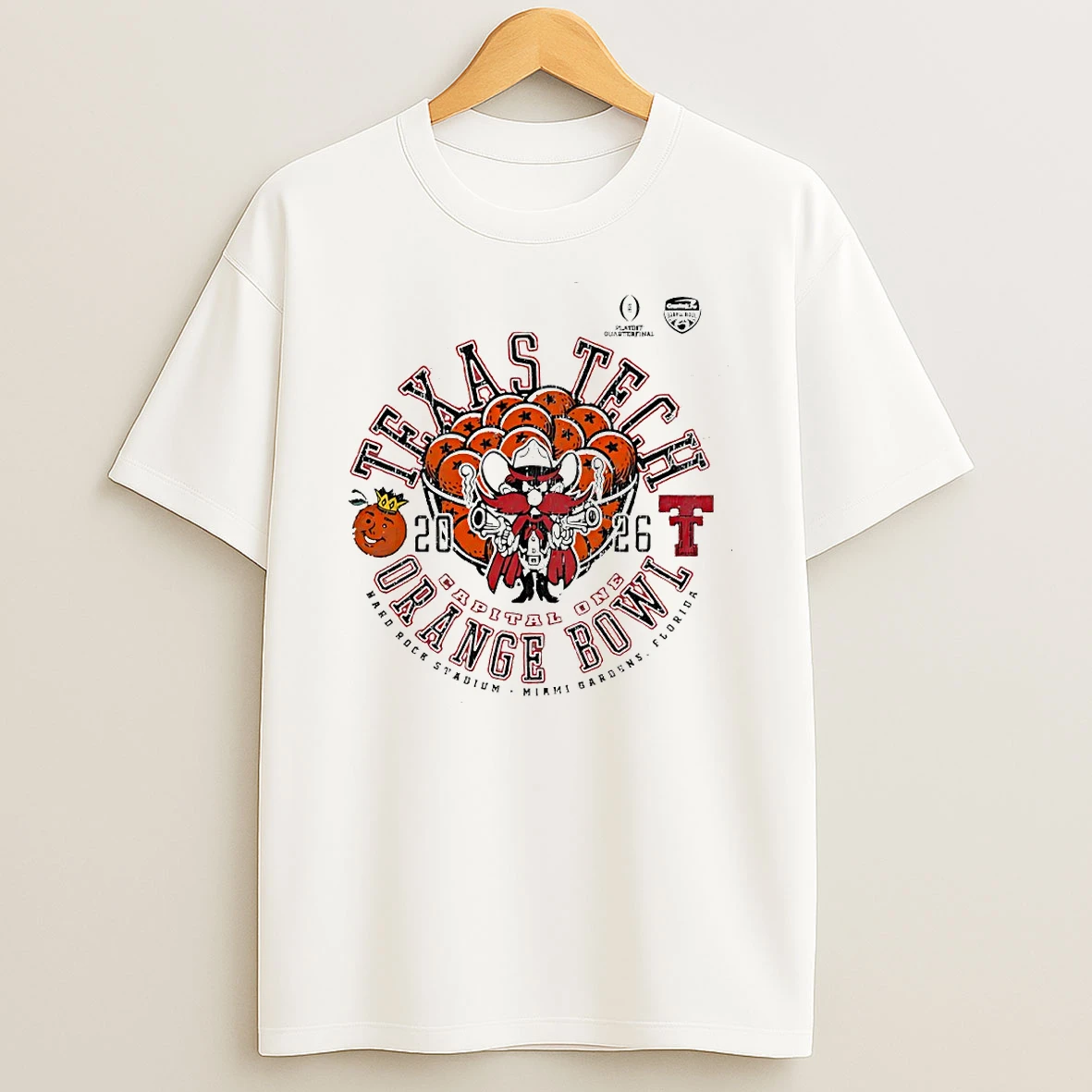 Texas Tech Red Raiders Capital One Orange Bowl 2026 Mascot Circle T Shirt