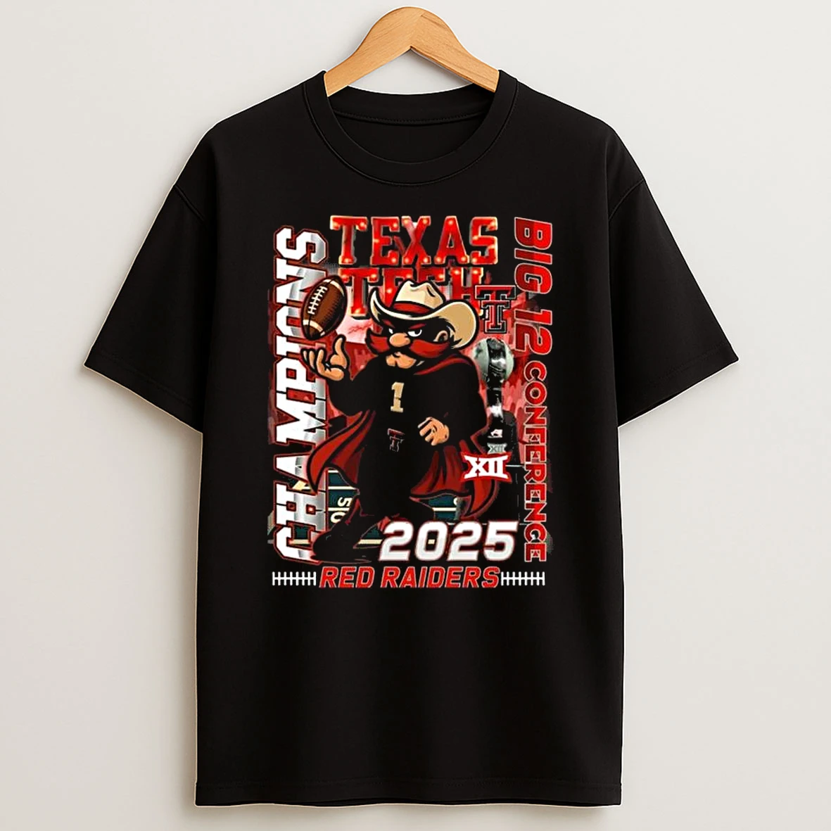 Texas Tech Red Raiders Champions Big 12 Conference 2025 Mascot T Shirt