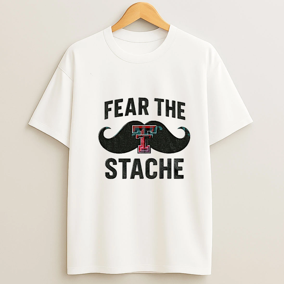 Texas Tech Red Raiders Fear The Stache Game Day Football Logo T Shirt