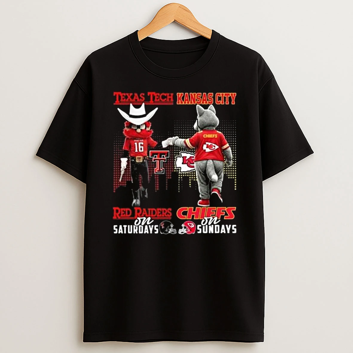 Texas Tech Red Raiders On Saturdays X Kansas City Chiefs On Sundays Mascot 2025 T Shirt