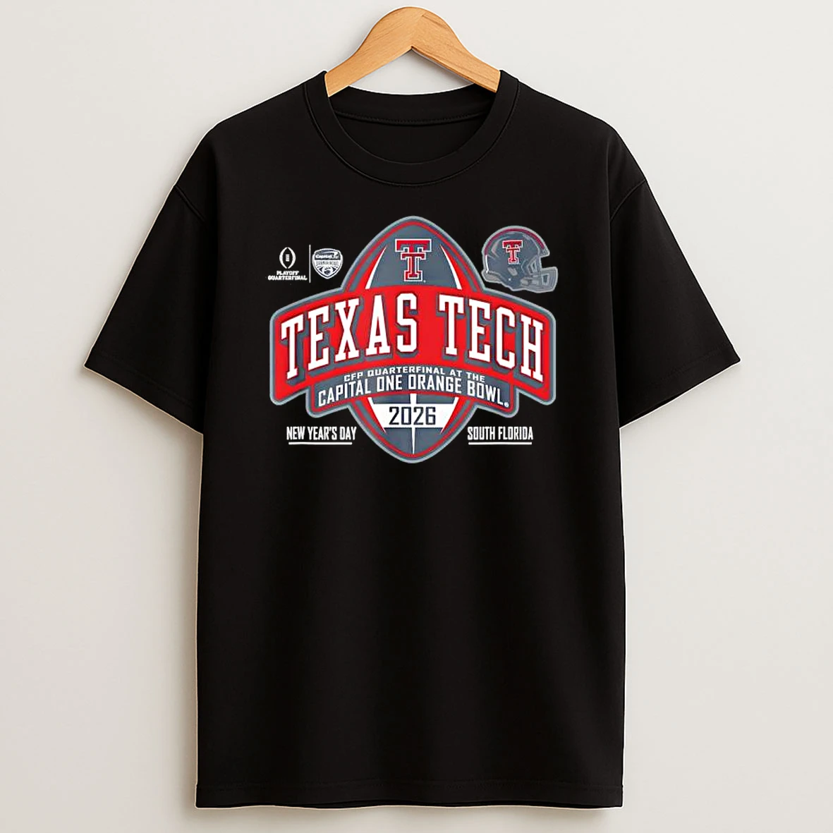 Texas Tech Red Raiders Orange Bowl 2025 26 Cfp Quarter Black T Shirt