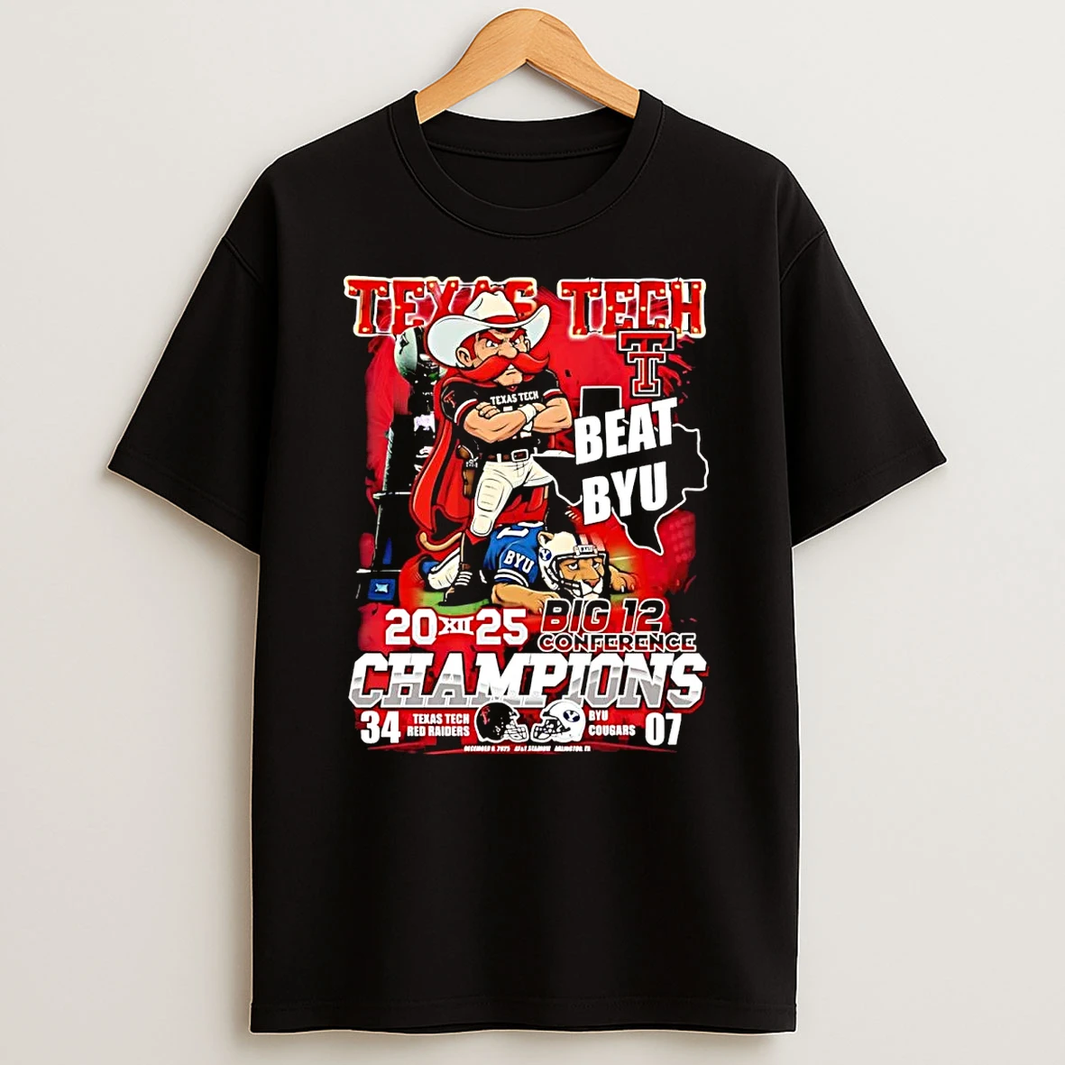 Texas Tech Red Raiders Beat Byu 2025 Big 12 Conference Champions T Shirt