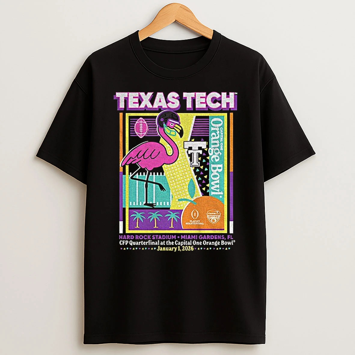 Texas Tech Red Raiders Football 2025 Cfp Orange Bowl Hard Rock Stadium Miami Gardens T Shirt