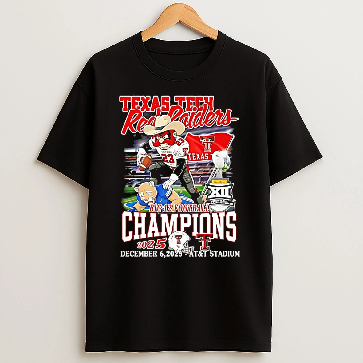 Texas Tech Red Raiders Football Big 12 Champions 2025 Mascot T Shirt