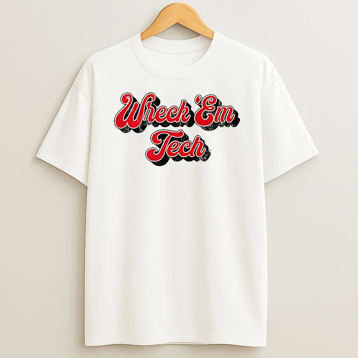 Texas Tech Red Raiders Football Wreck Em Tech 70s Script T Shirt