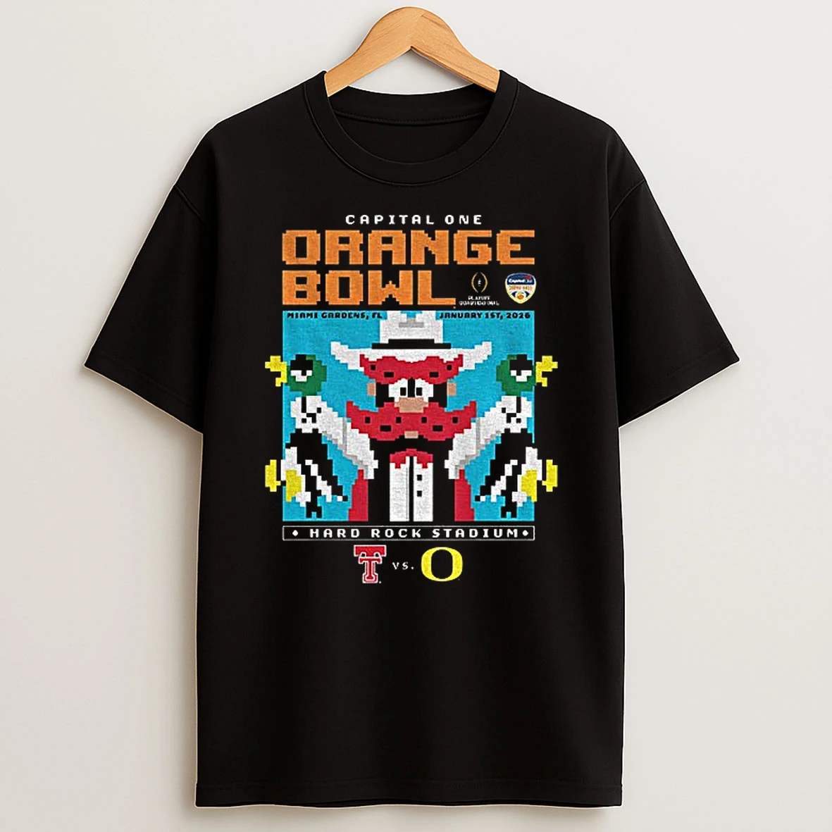 Texas Tech Red Raiders Vs Oregon Ducks 2025 Orange Bowl Capital One 8bit T Shirt