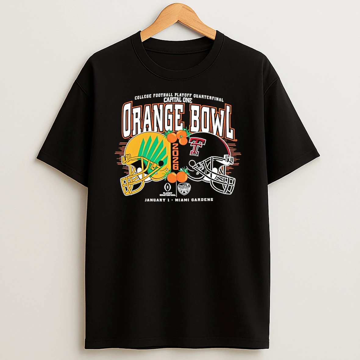 Texas Tech Red Raidersx Oregon Ducks Orange Bowl 2025 26 Cfp Quarterfinal T Shirt