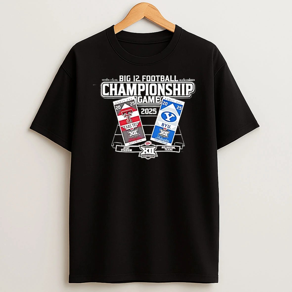 Texas Tech Vs Byu Big 12 2025 Football Championship Ticker T Shirt