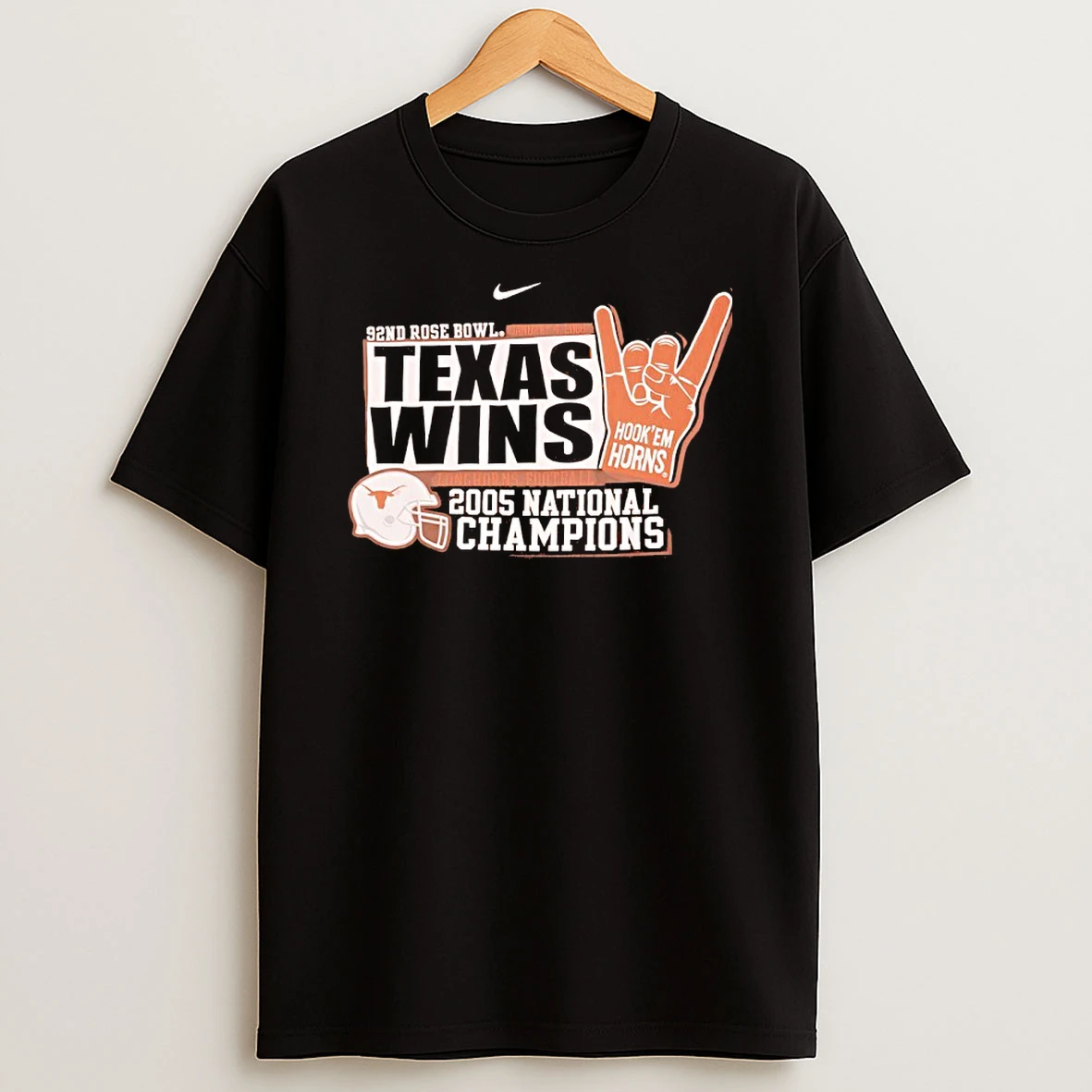 Texas Wins Hook Em Horn 2025 92nd Rose Bowl National Champions T Shirt