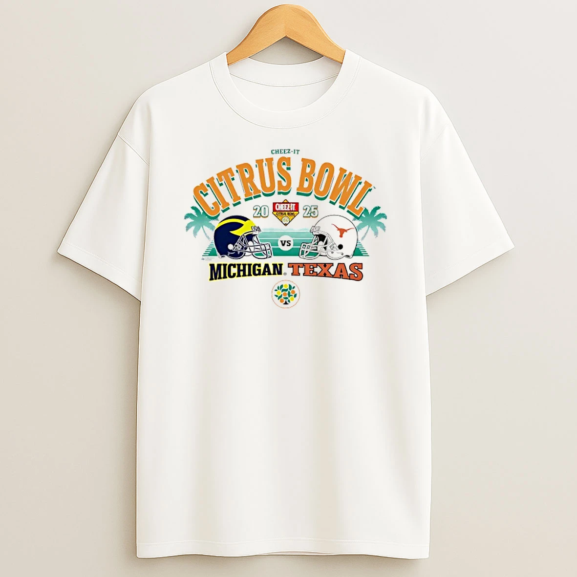 Texas Vs Michigan 2025 Cheez It Citrus Bowl 2 Team Helmets Stadium T Shirt