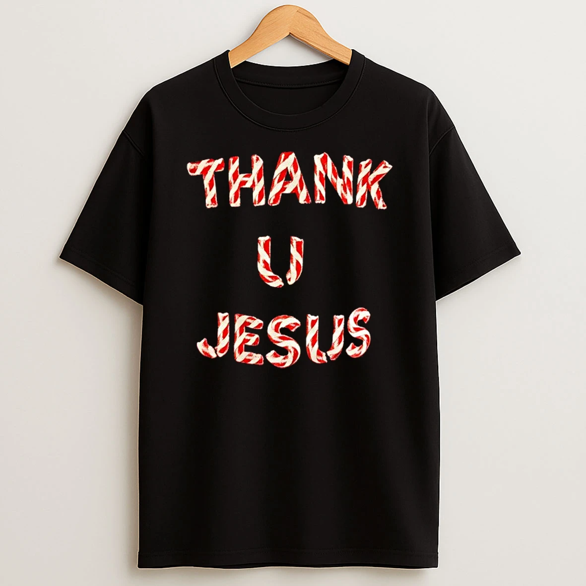 Thank U Jesus Holiday Candy Cane T Shirt
