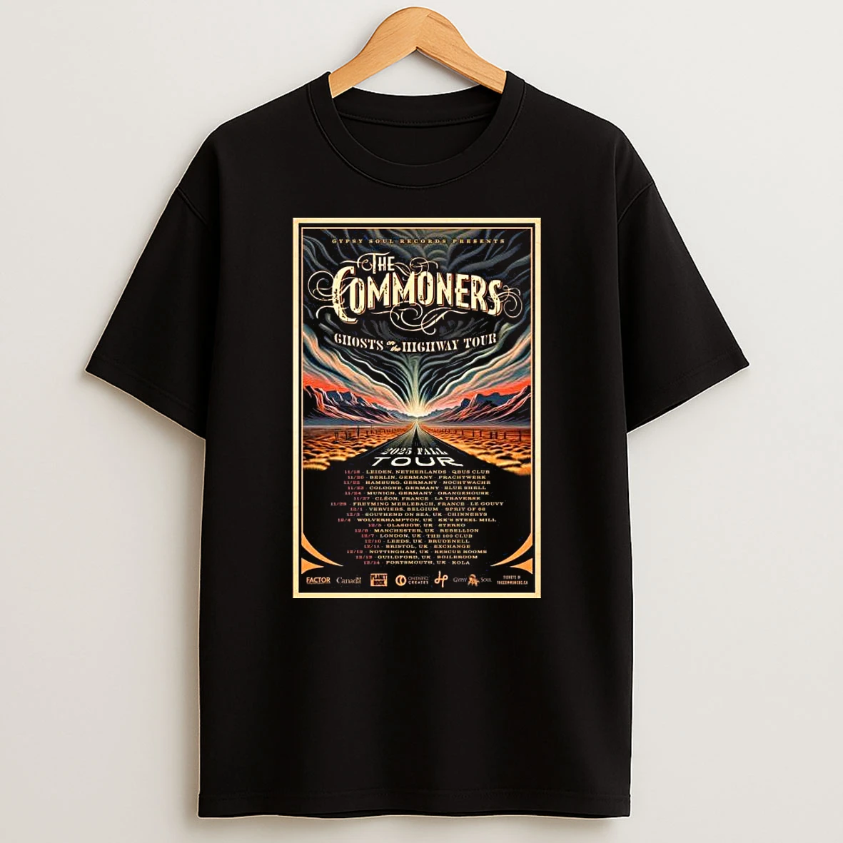 The Commoners Ghost On The Highway Tour December 2025 T Shirt