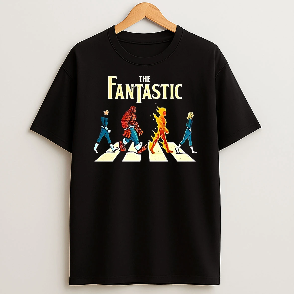 The Fantastic Four Superhero Cross The Road Marvel Comics T Shirt
