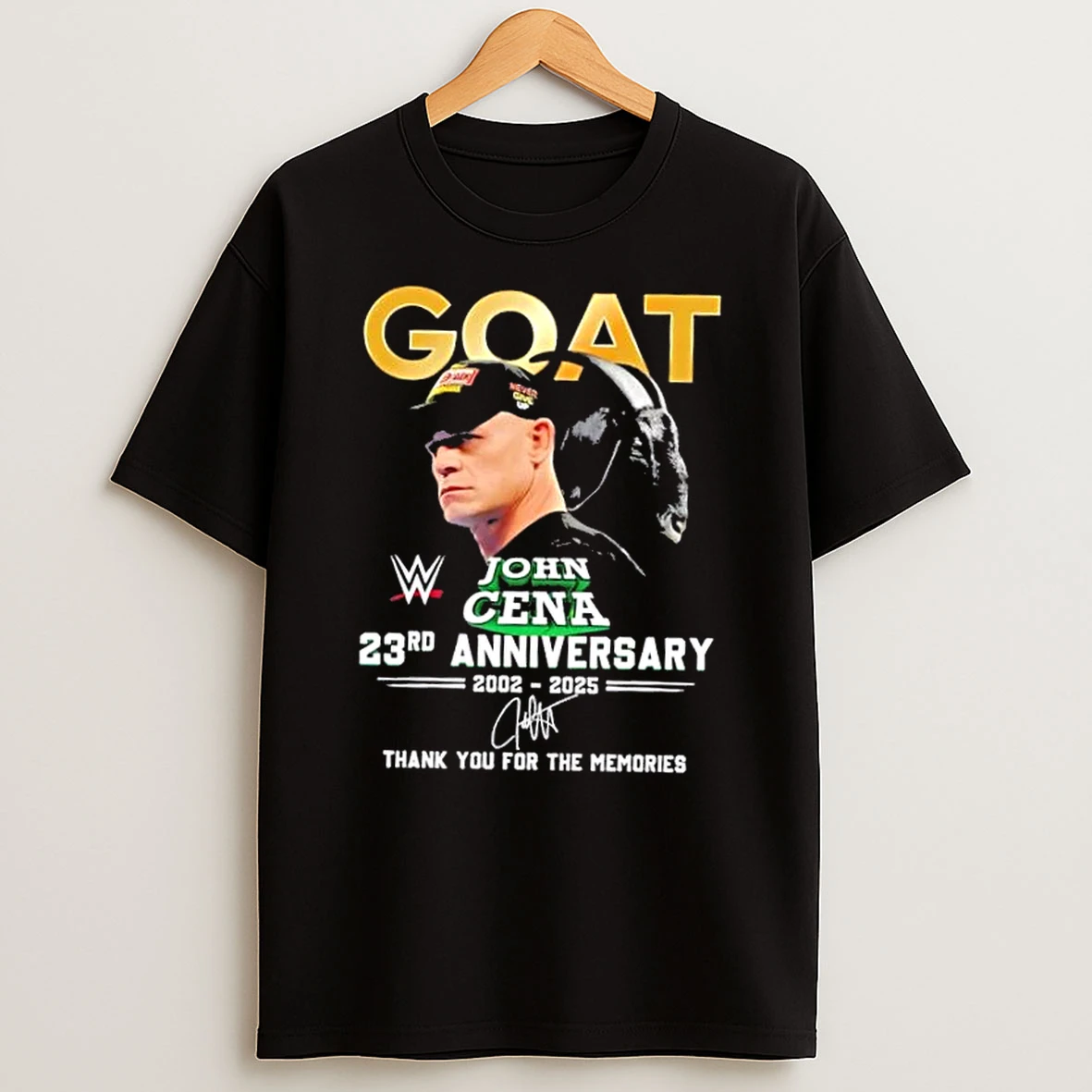 The Goat John Cena 23rd Anniversary 2002 2025 Thank You For The Memories Signature T Shirt