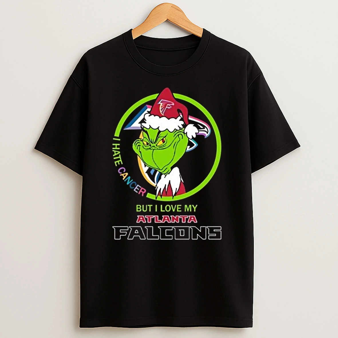 The Grinch I Hate Cancer But I Love My Atlanta Falcons Merry Christmas T Shirt