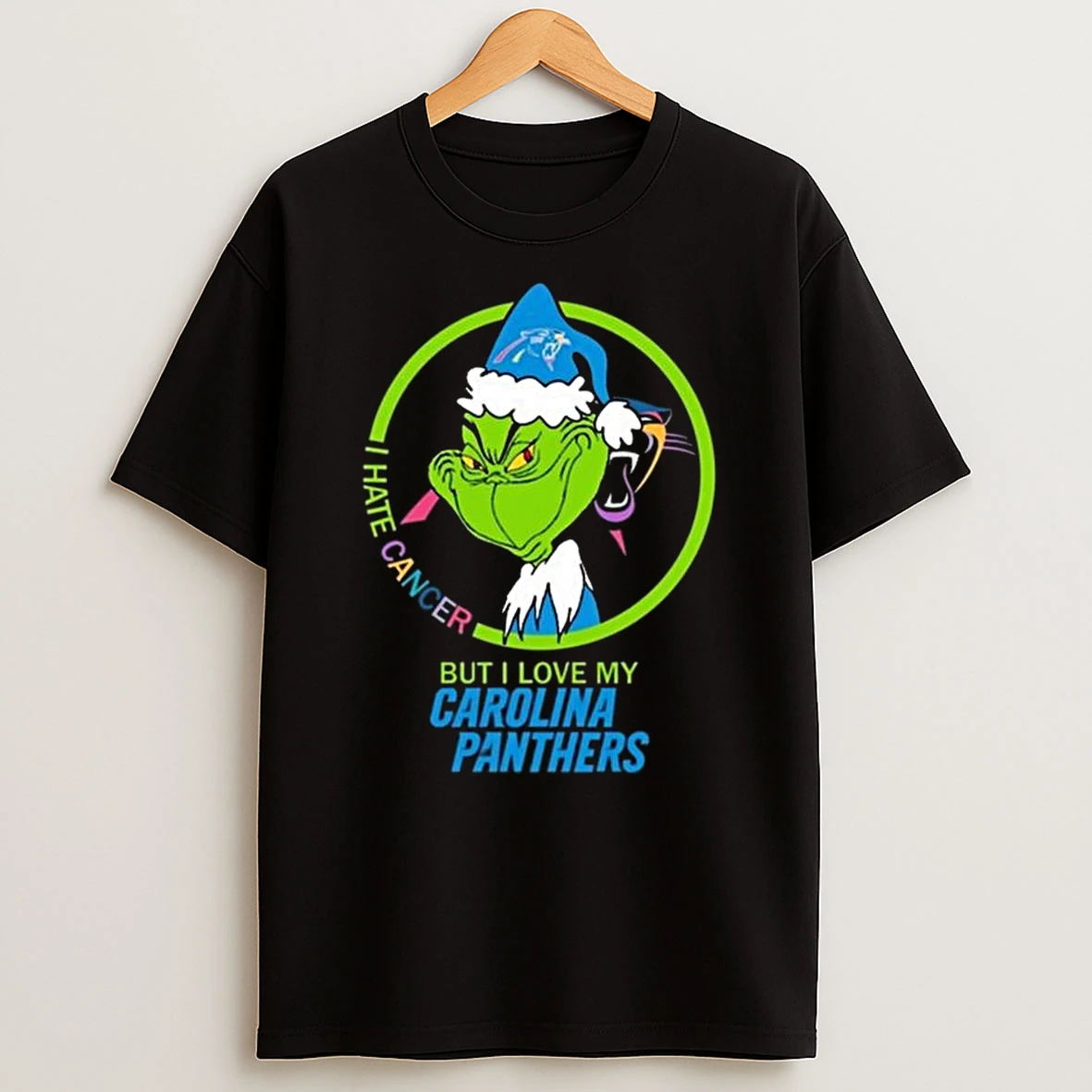 The Grinch I Hate Cancer But I Love My Carolina Panthers Merry Christmas T Shirt