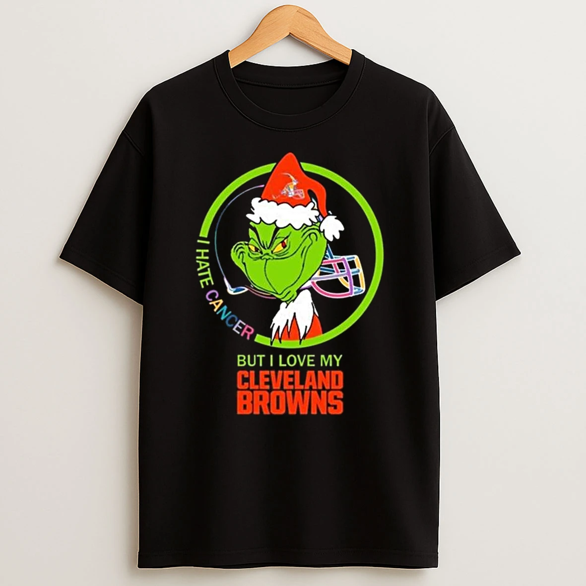 The Grinch I Hate Cancer But I Love My Cleveland Browns Merry Christmas T Shirt