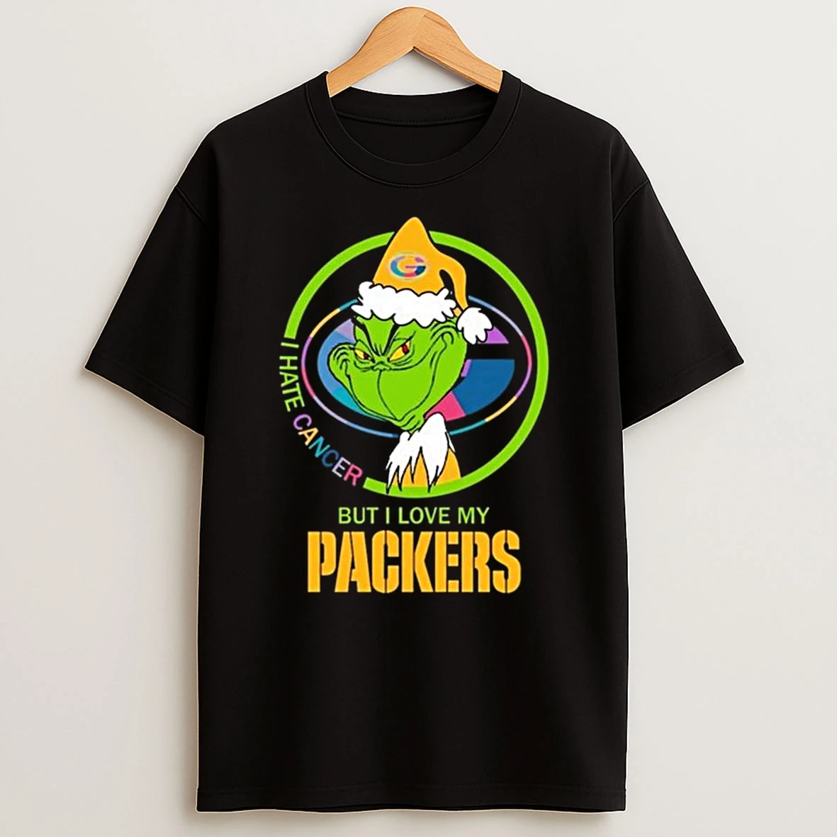 The Grinch I Hate Cancer But I Love My Green Bay Packers Merry Christmas T Shirt