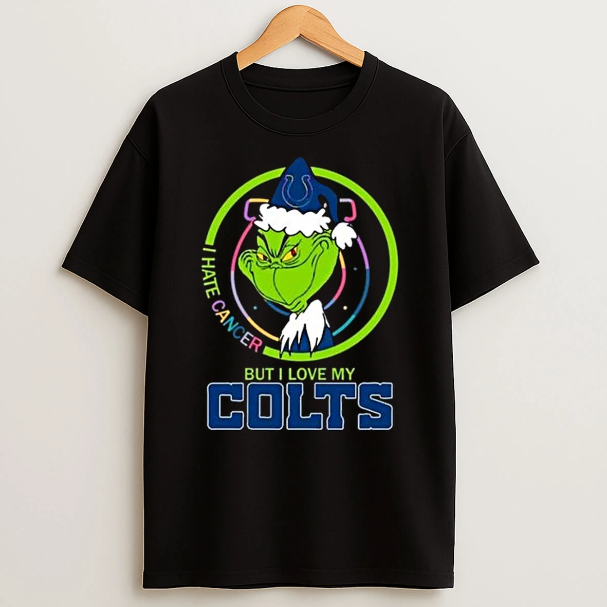 The Grinch I Hate Cancer But I Love My Indianapolis Colts Nfl Merry Christmas T Shirt