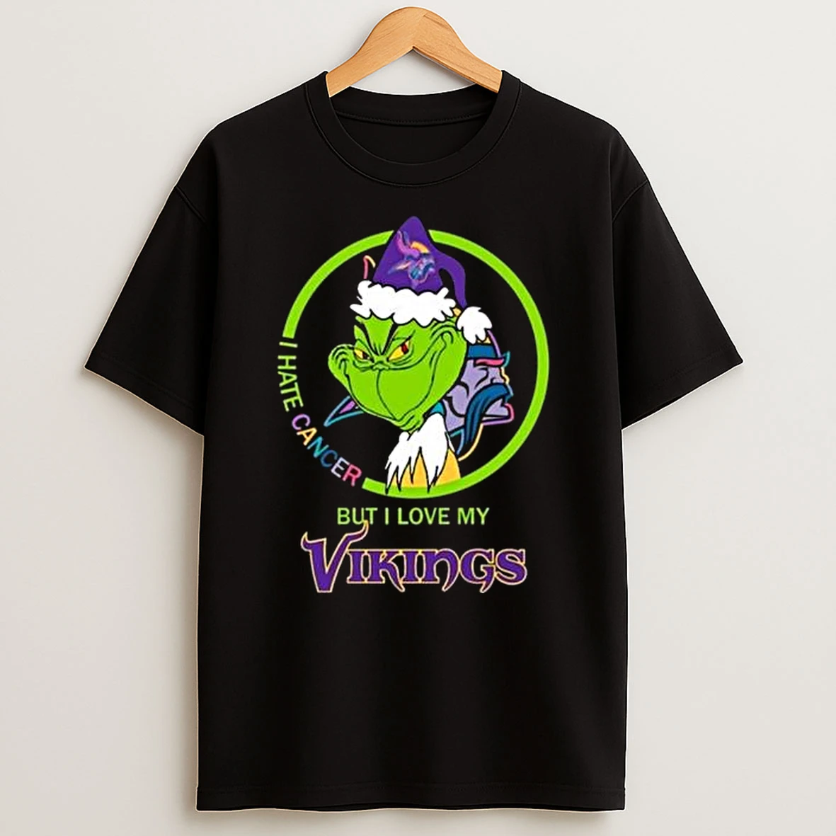 The Grinch I Hate Cancer But I Love My Minnesota Vikings Nfl Merry Christmas T Shirt
