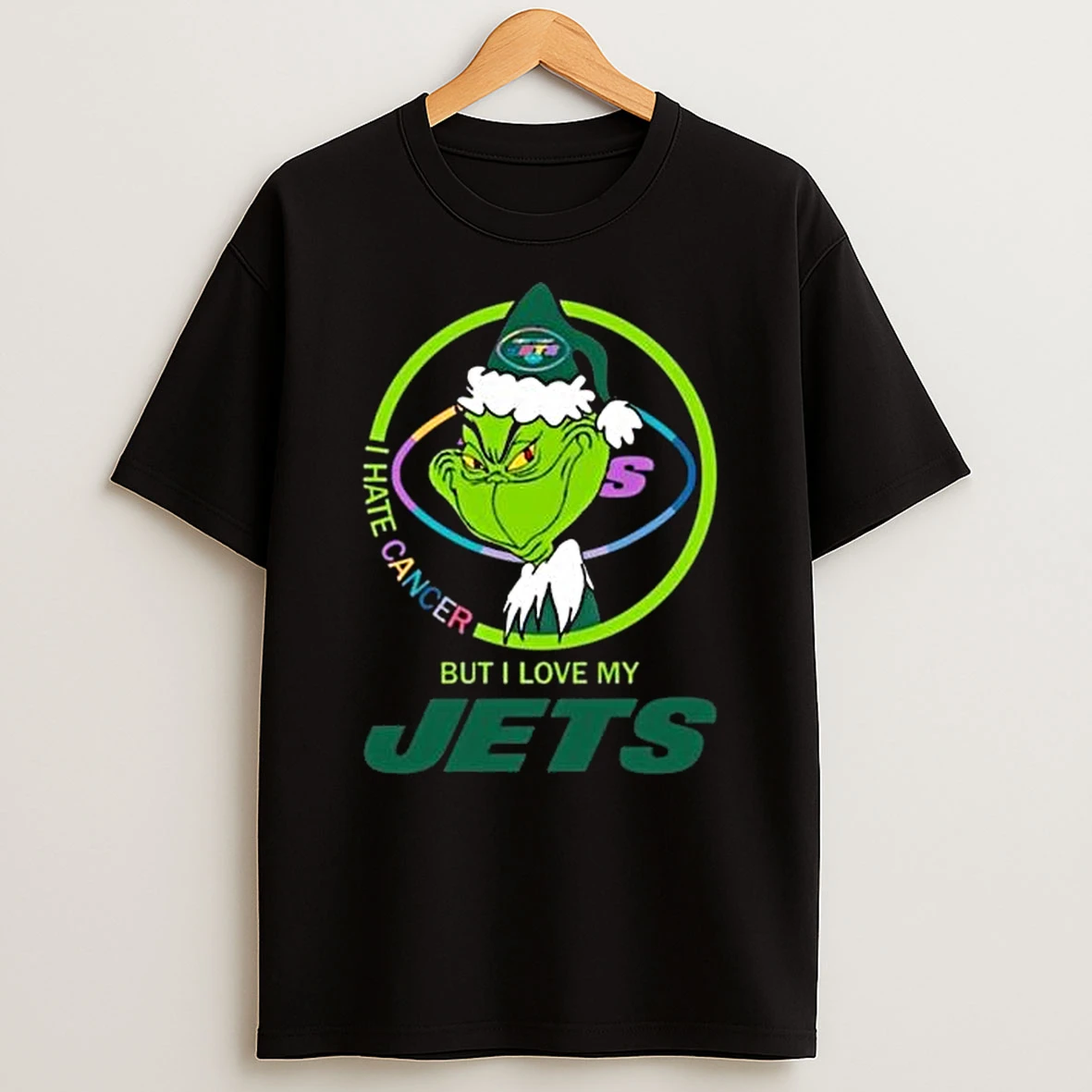 The Grinch I Hate Cancer But I Love My New York Jets Nfl Merry Christmas T Shirt