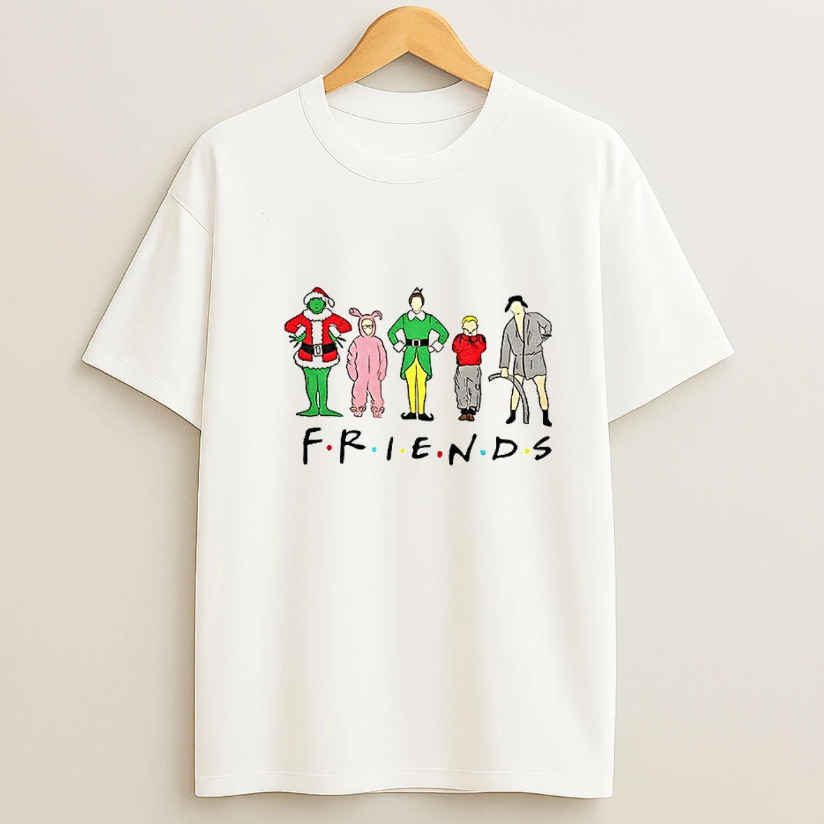 The Grinch Ralphie Parker Buddy The Elf Kevin Mccallister Clark Griswold Friends Merry Christmas T Shirt