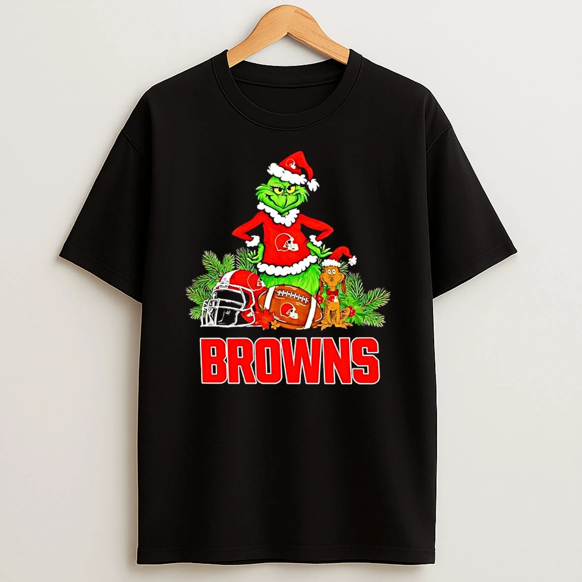 The Grinch And Max Cleveland Browns Christmas Helmet Items T Shirt