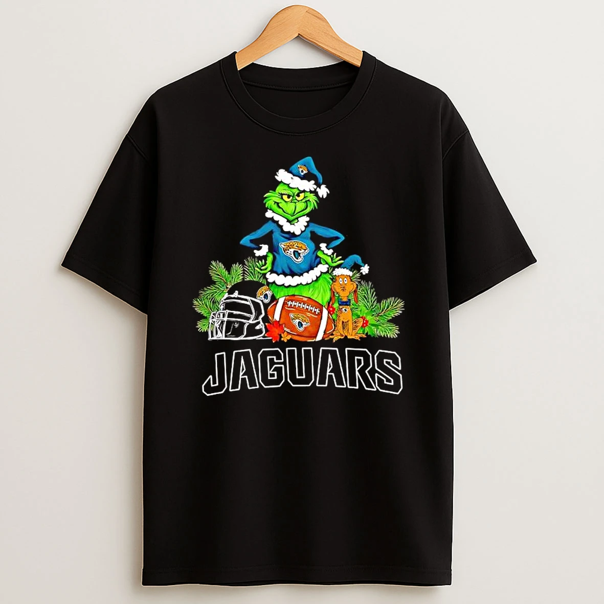 The Grinch And Max Jacksonville Jaguars Christmas Helmet Items T Shirt