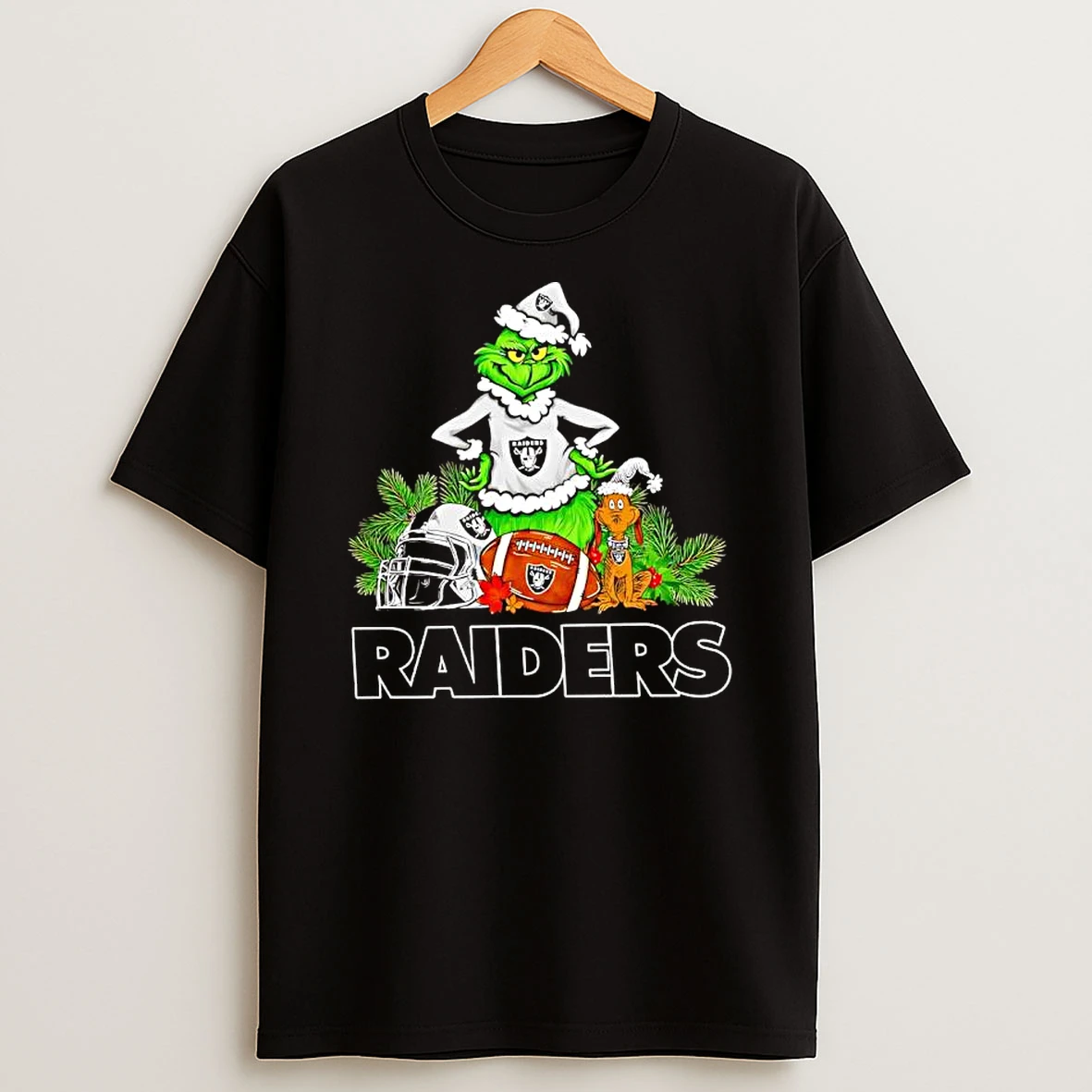 The Grinch And Max Las Vegas Raiders Christmas Helmet Items T Shirt
