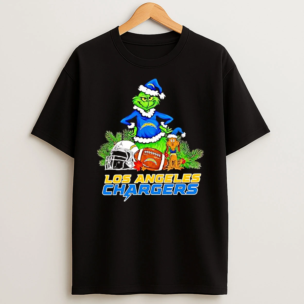 The Grinch And Max Los Angeles Chargers Christmas Helmet Items T Shirt
