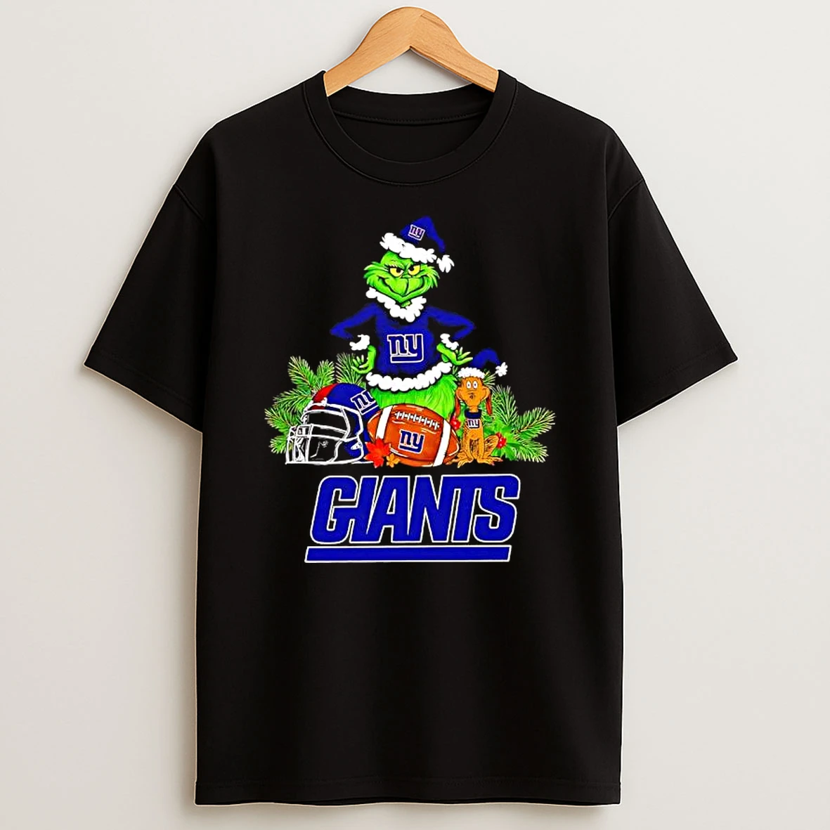 The Grinch And Max New York Giants Christmas Helmet Items T Shirt
