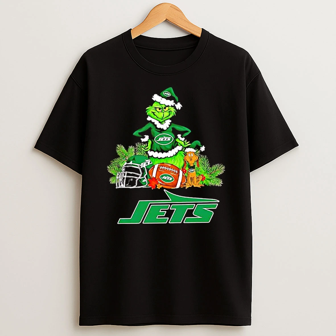 The Grinch And Max New York Jets Christmas Helmet Items T Shirt
