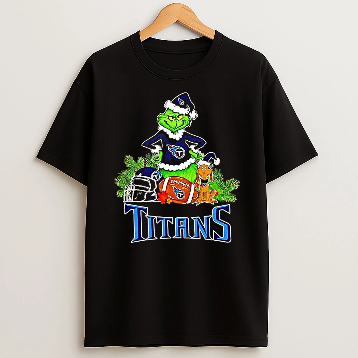 The Grinch And Max Tennessee Titans Christmas Helmet Items T Shirt