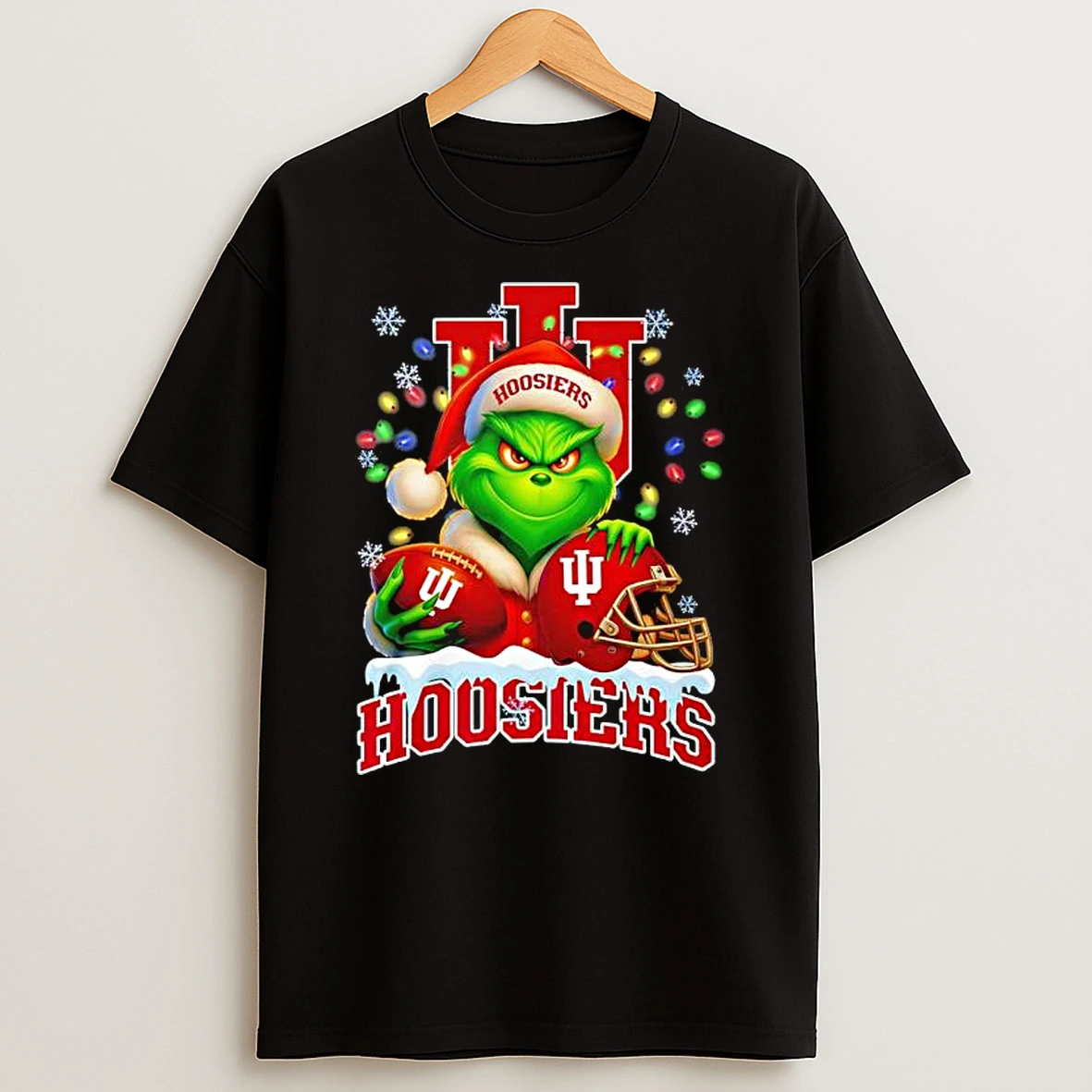 The Grinch X Ball And Helmet Indiana Hoosiers Merry Christmas T Shirt