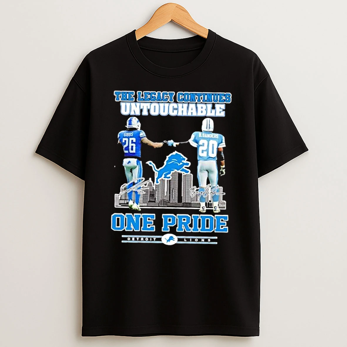 The Legacy Continues Untouchable One Pride Gibbs X Sanders Detroit Lions Skyline T Shirt