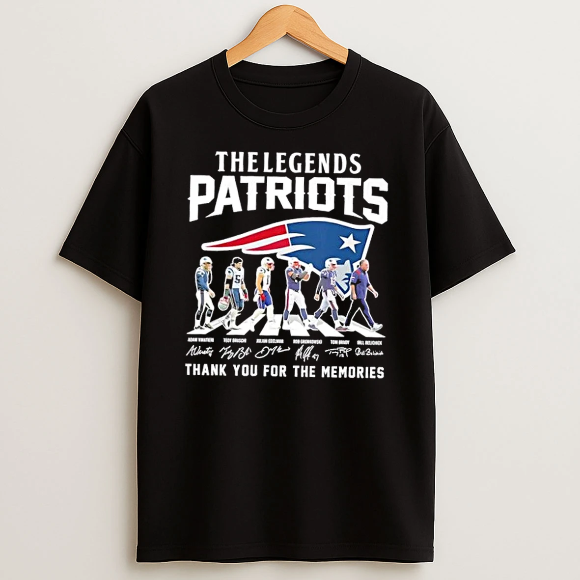 The Legends New England Patriots Bill Belichick And Players Abbey Road Thank You For The Memories Signatures T Shirt