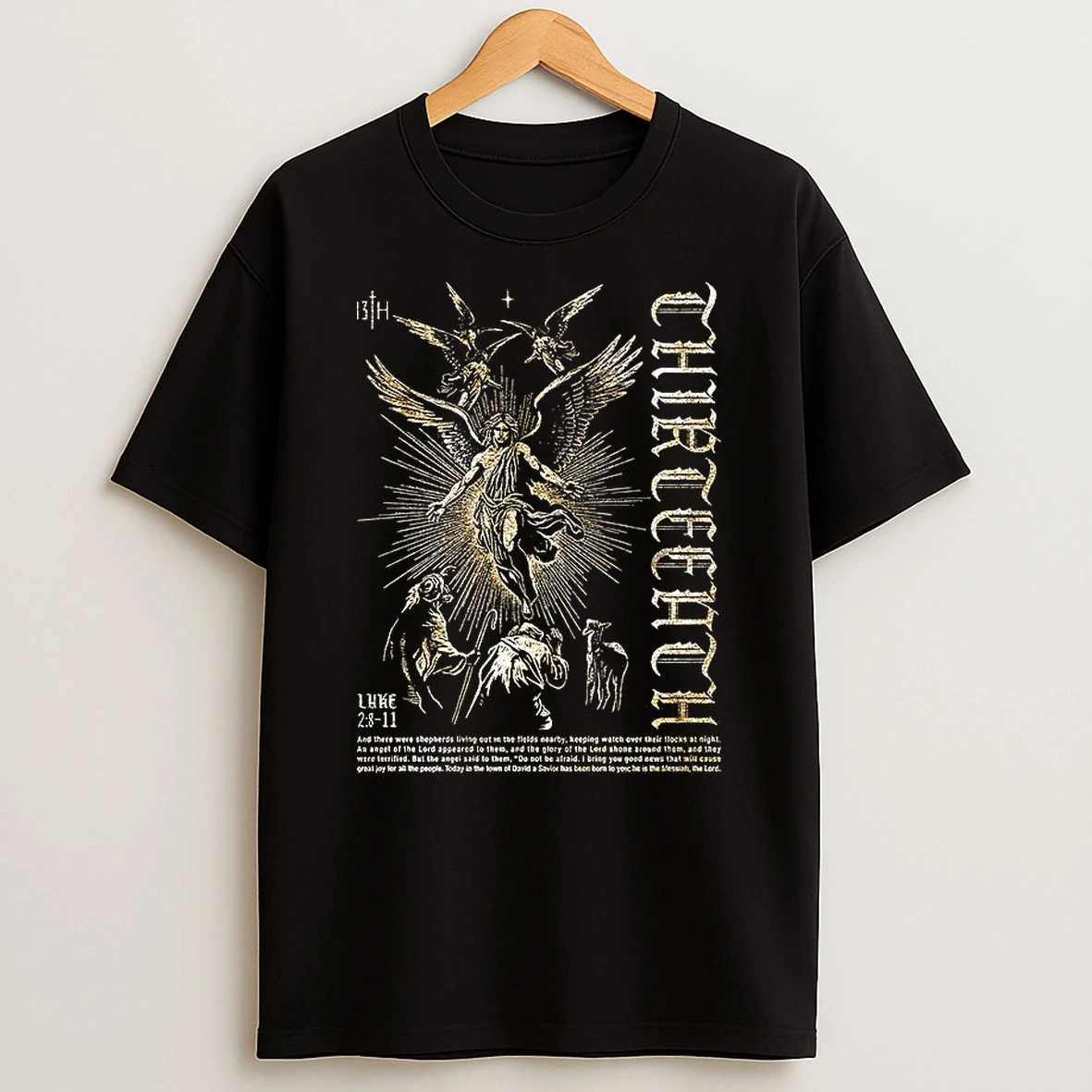 The Messenger Luke 2 8 11 The Birth Of Jesus Archangel Michael Christian T Shirt