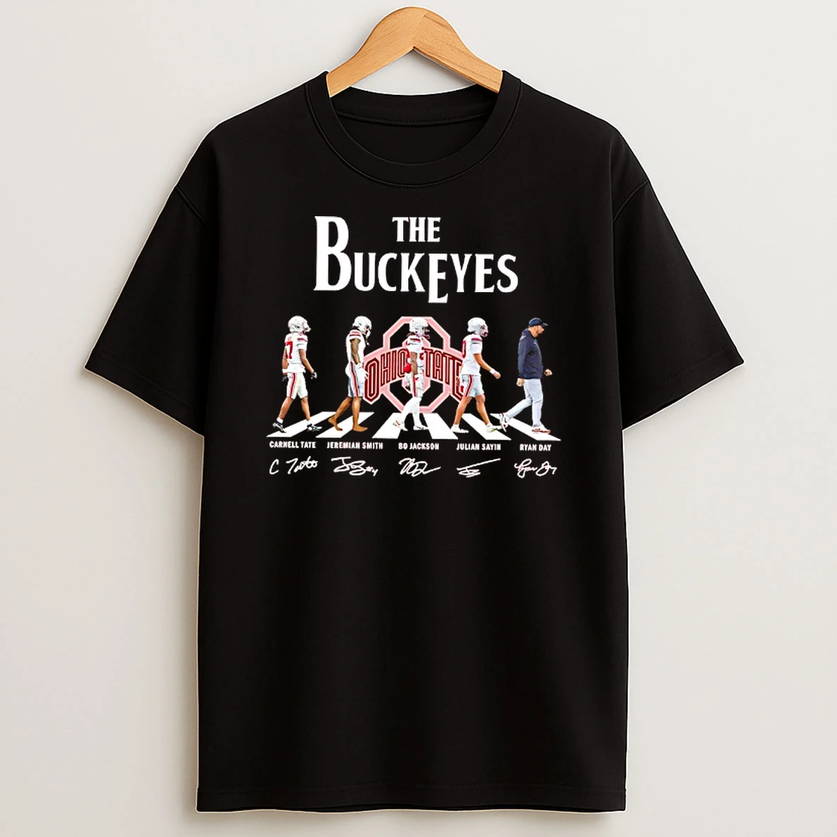 The Ohio State Buckeyes Abbey Road Carnell Tate Jeremiah Smith Bo Jackson Julian Sayin Ryan Day Signatures T Shirt