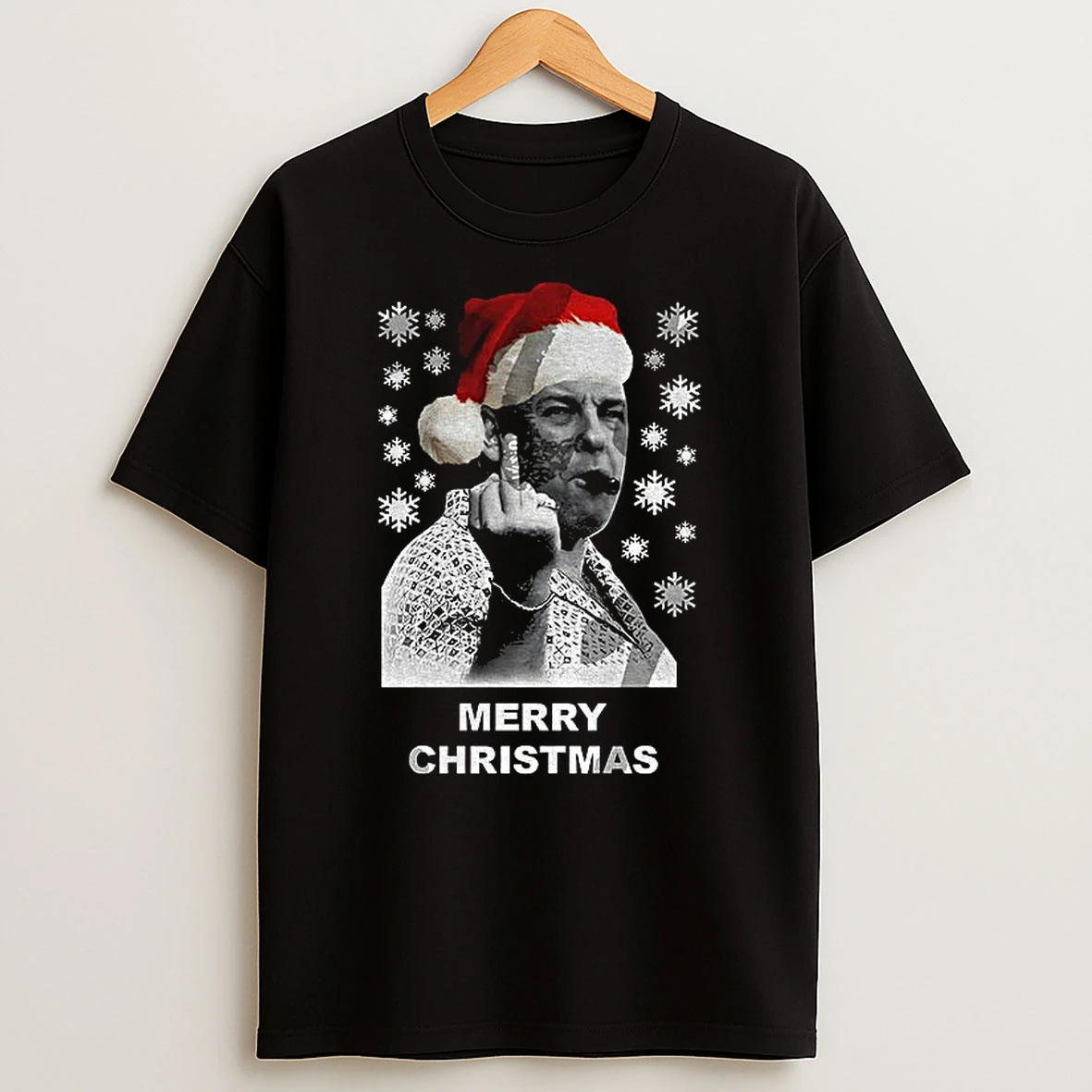 The Sopranos Santa Middle Finger Merry Christmas T Shirt