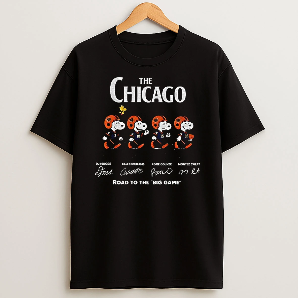 The Snoopy Dj Moore Caleb Williams Rome Odunze Montez Sweat The Chicago Bears Road To The Big Game T Shirt