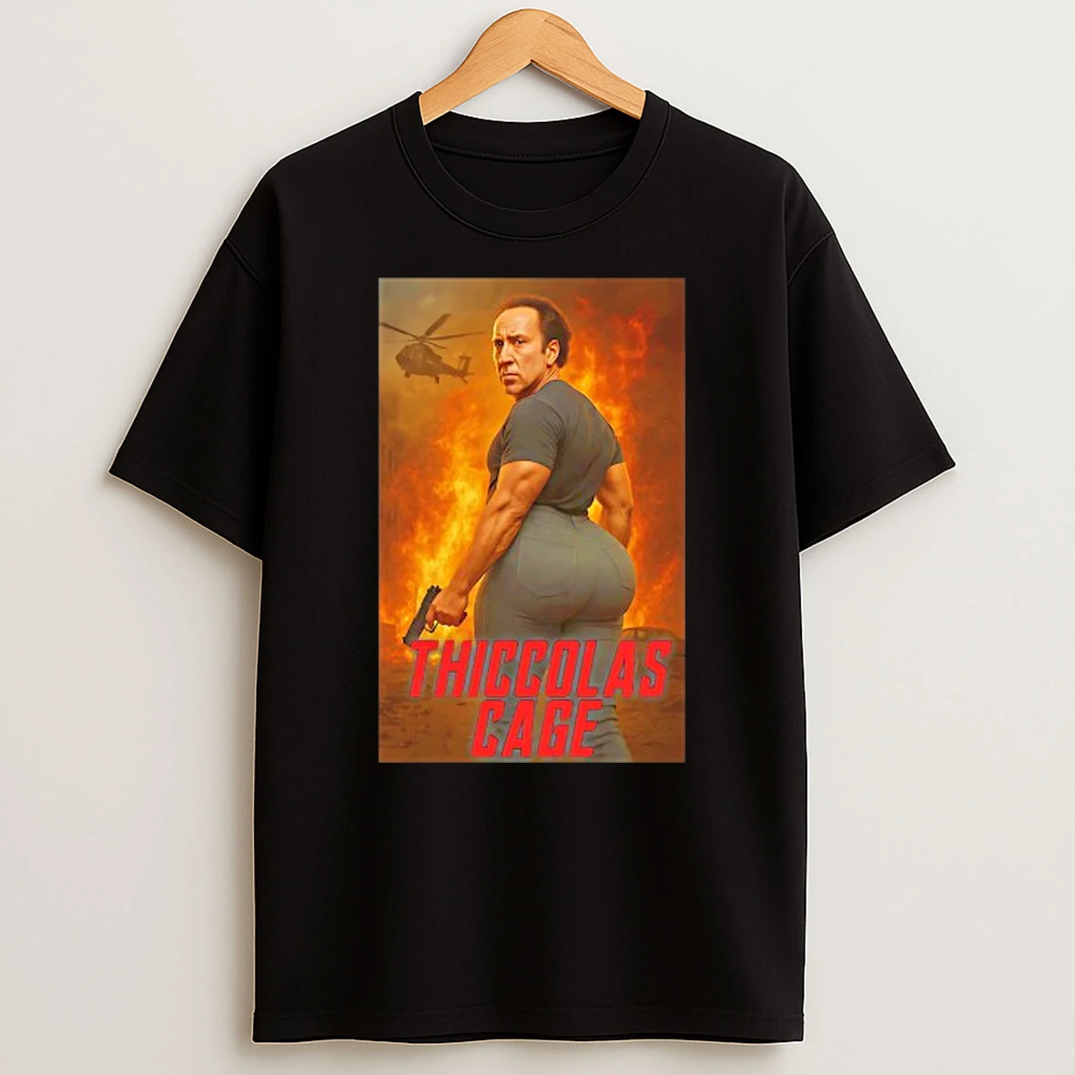 Thiccolas Cage Christmas Nicolas Cage Funny T Shirt