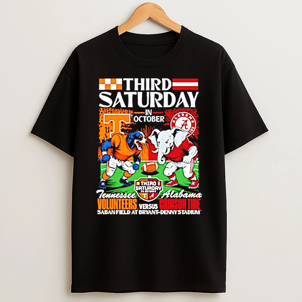 Third Saturday In October 2025 Tennessee Volunteers Vs Alabama Crimson Tide Mascot T Shirt