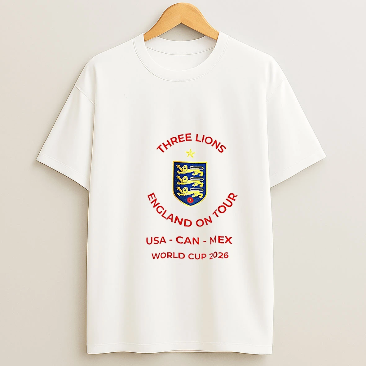 Three Lions England World Cup 2026 Usa Canada Mexico T Shirt
