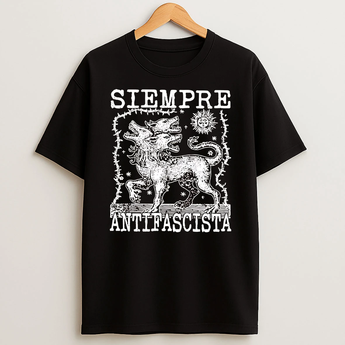 Three Headed Dog Siempre Antifascista T Shirt