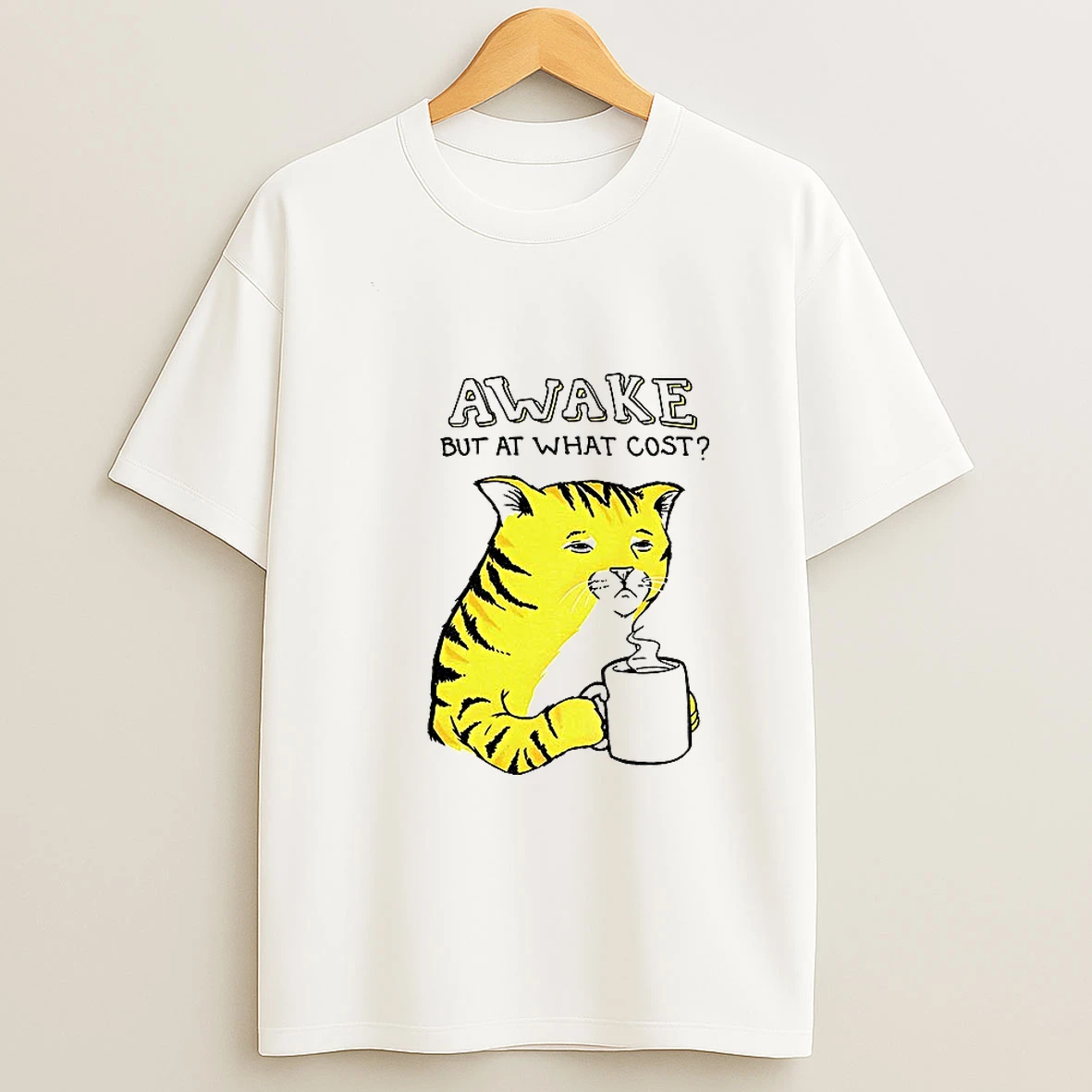 Tired Orange Cat Awake But At What Cost T Shirt