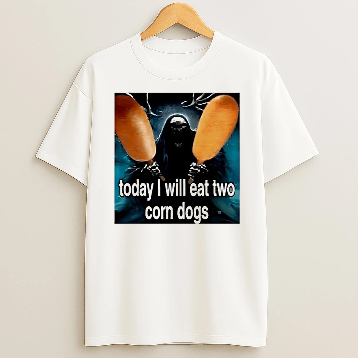 Today I Will Eat Two Corndogs Skeleton Graphic T Shirt