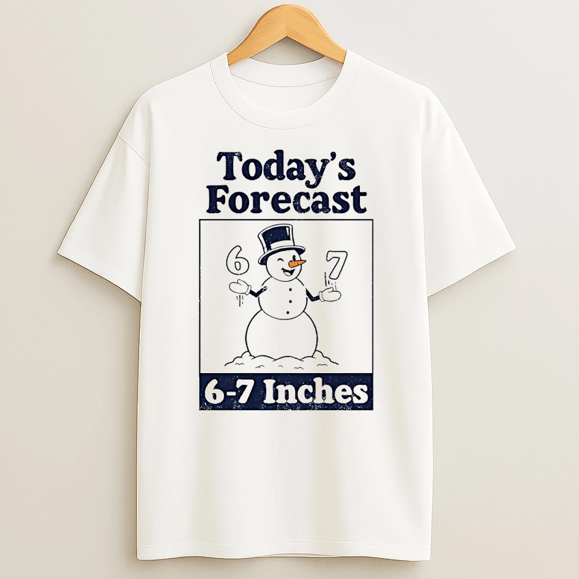 Todays Forecast 6 7 Inches Snowman Circle T Shirt